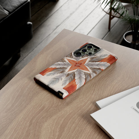 Silver Feather Compass - Impact Resistant Phone Case
